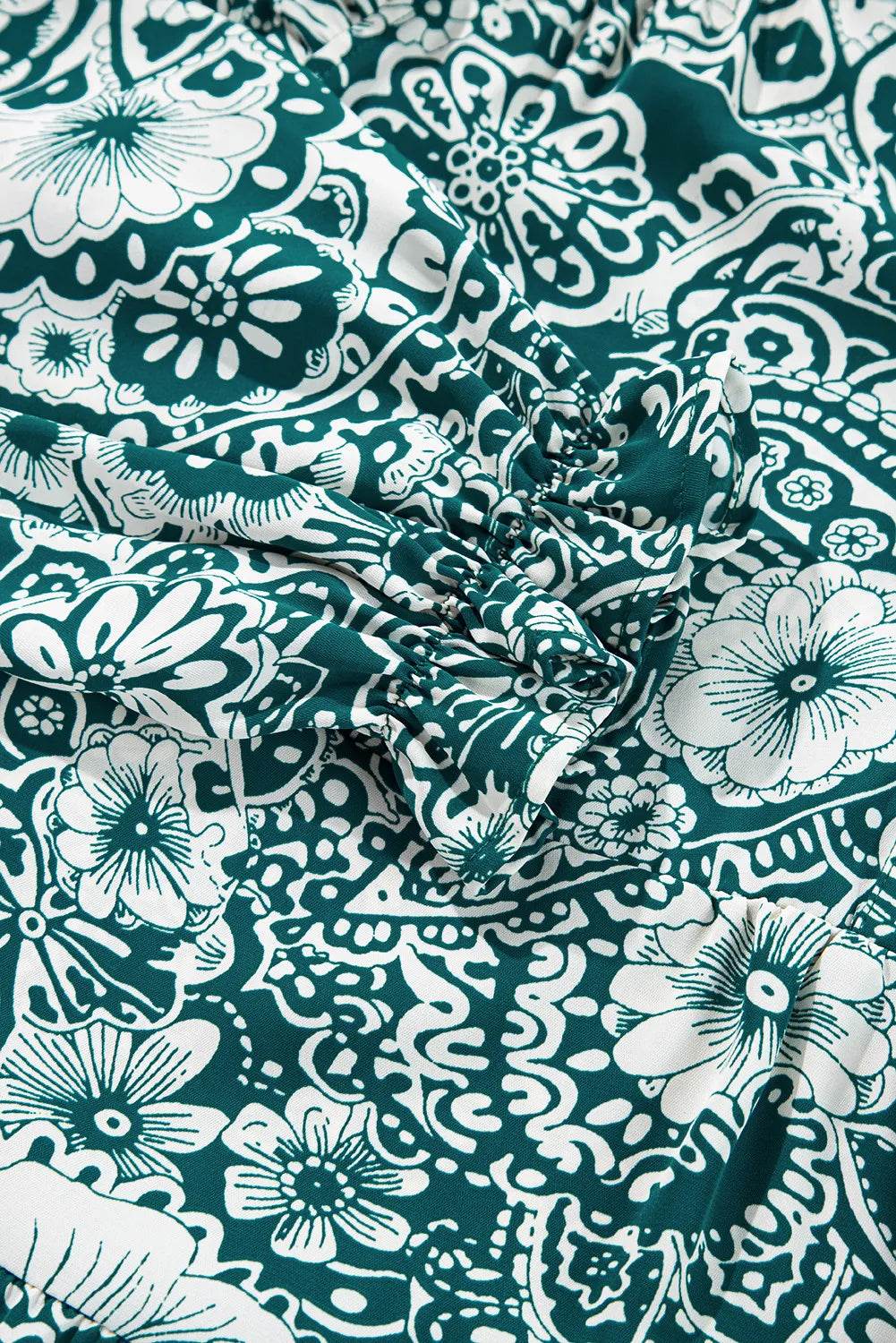 Plus Size Ruffled Printed Flounce Sleeve Dress - Hovatok