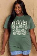 Simply Love Full Size CREATE HAPPINESS Graphic Cotton T-Shirt - Hovatok