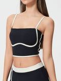 Millennia Contrast Trim Square Neck Active Cami with Detachable Chest Pads - Hovatok