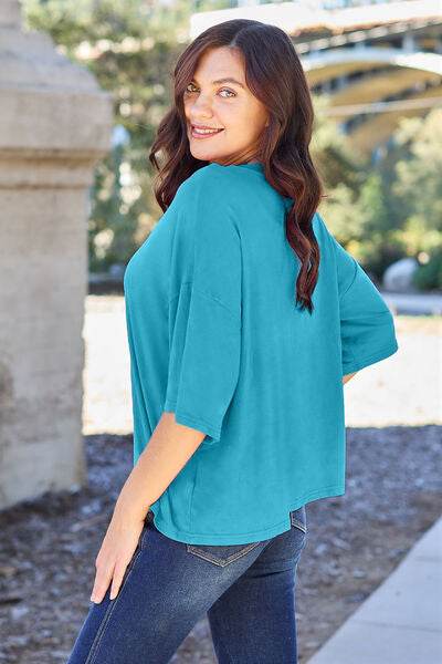 Basic Bae Full Size Round Neck Drop Shoulder T-Shirt - Hovatok