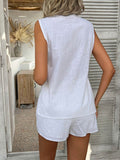 Devine Button Down V-Neck Tank and Shorts Set - Hovatok