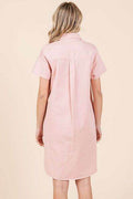 Mittoshop Button Detail Collared Neck Short Sleeve Shirt Dress - Hovatok