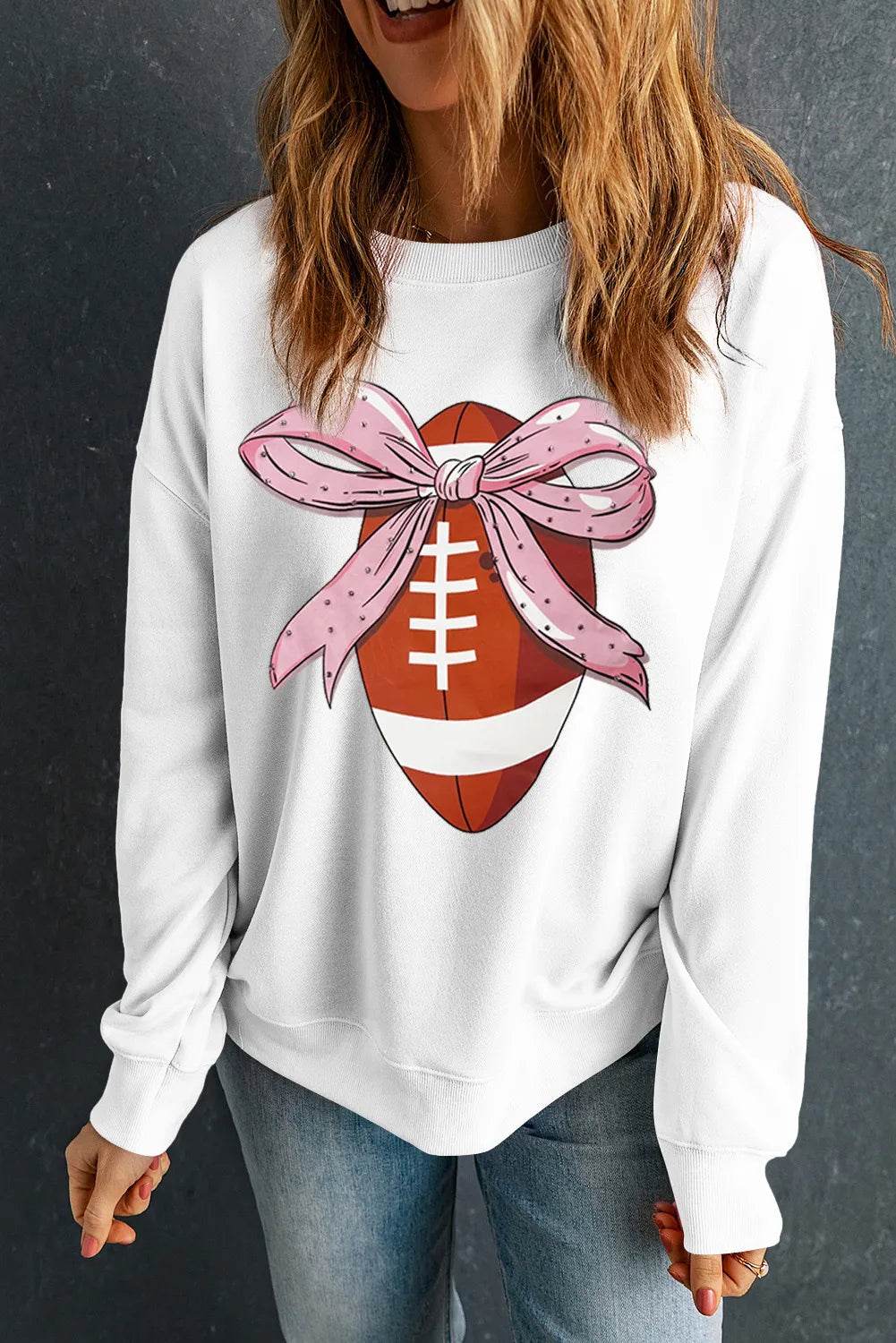 Football Round Neck Long Sleeve Sweatshirt - Hovatok