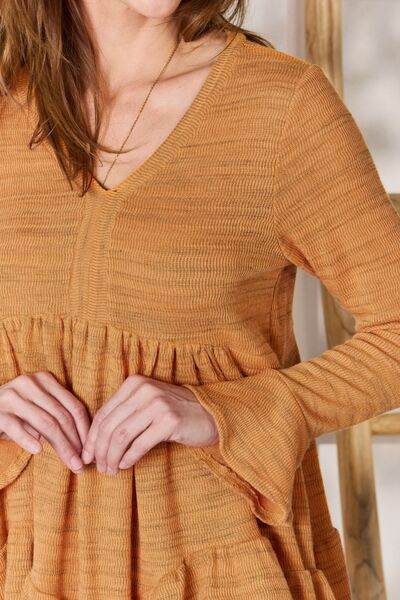 Hailey & Co Full Size V-Neck Flounce Sleeve Blouse - Hovatok