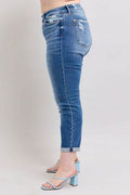 Judy Blue Full Size Button Fly Distressed Jeans with Pockets Plus Size - Hovatok