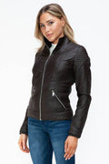 YMI Faux Layered Double-Zipper Jacket with Fuzzy Hood - Hovatok