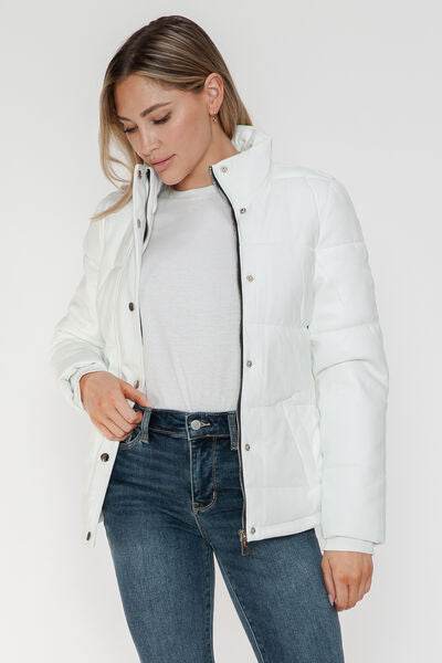 YMI Pocketed Zip Up Turtleneck Puffer Jacket - Hovatok
