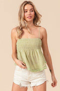 BiBi Fringed Hem Smocked Cami - Hovatok