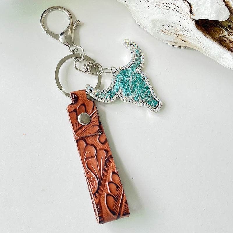 Rhinestone Bull Keychain - Hovatok