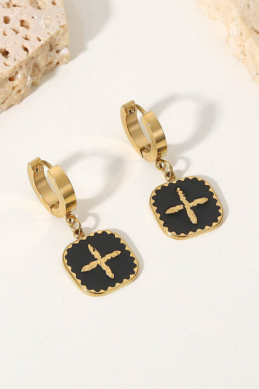 Plus Sign Square Shape Drop Earrings - Hovatok