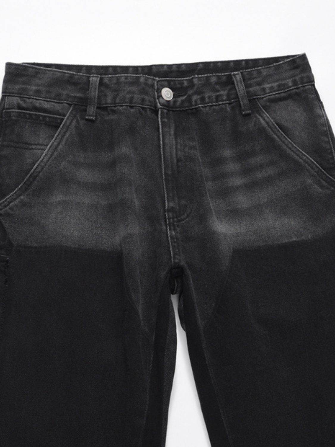 Men's Full Size Washed Straight Leg Jeans Plus Size - Hovatok