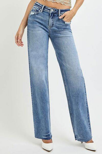 RISEN Full Size High Rise Straight Leg Jeans with Pockets - Hovatok
