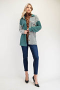 Celeste Full Size Striped Button Up Dropped Shoulder Shacket - Hovatok