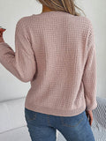 Cable-Knit Round Neck Long Sleeve Sweater - Hovatok