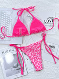 Leopard Print Halter Neck Tie Side Bikini Set - Hovatok