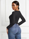 Round Neck Long Sleeve Bodysuit - Hovatok