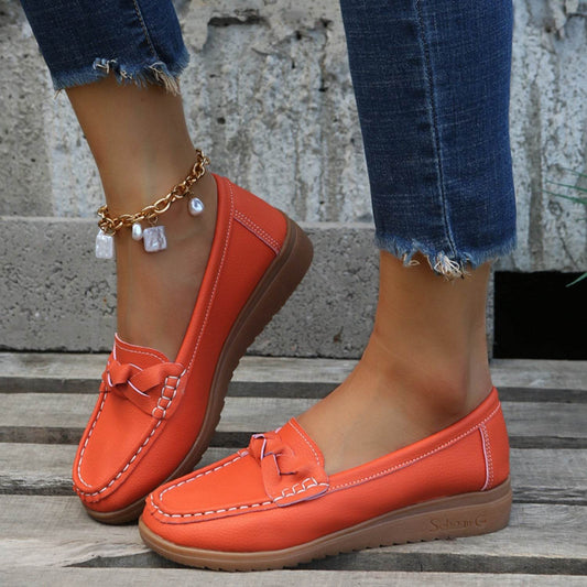 Weave Wedge Heeled Loafers - Hovatok