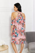 Sew In Love Full Size Fresh-Cut Flowers Cold-Shoulder Dress - Hovatok