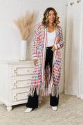 Angel Wings Full Size Multicolored Open Front Fringe Hem Cardigan - Hovatok