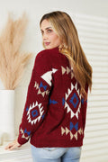 HEYSON Full Size Aztec Soft Fuzzy Sweater - Hovatok