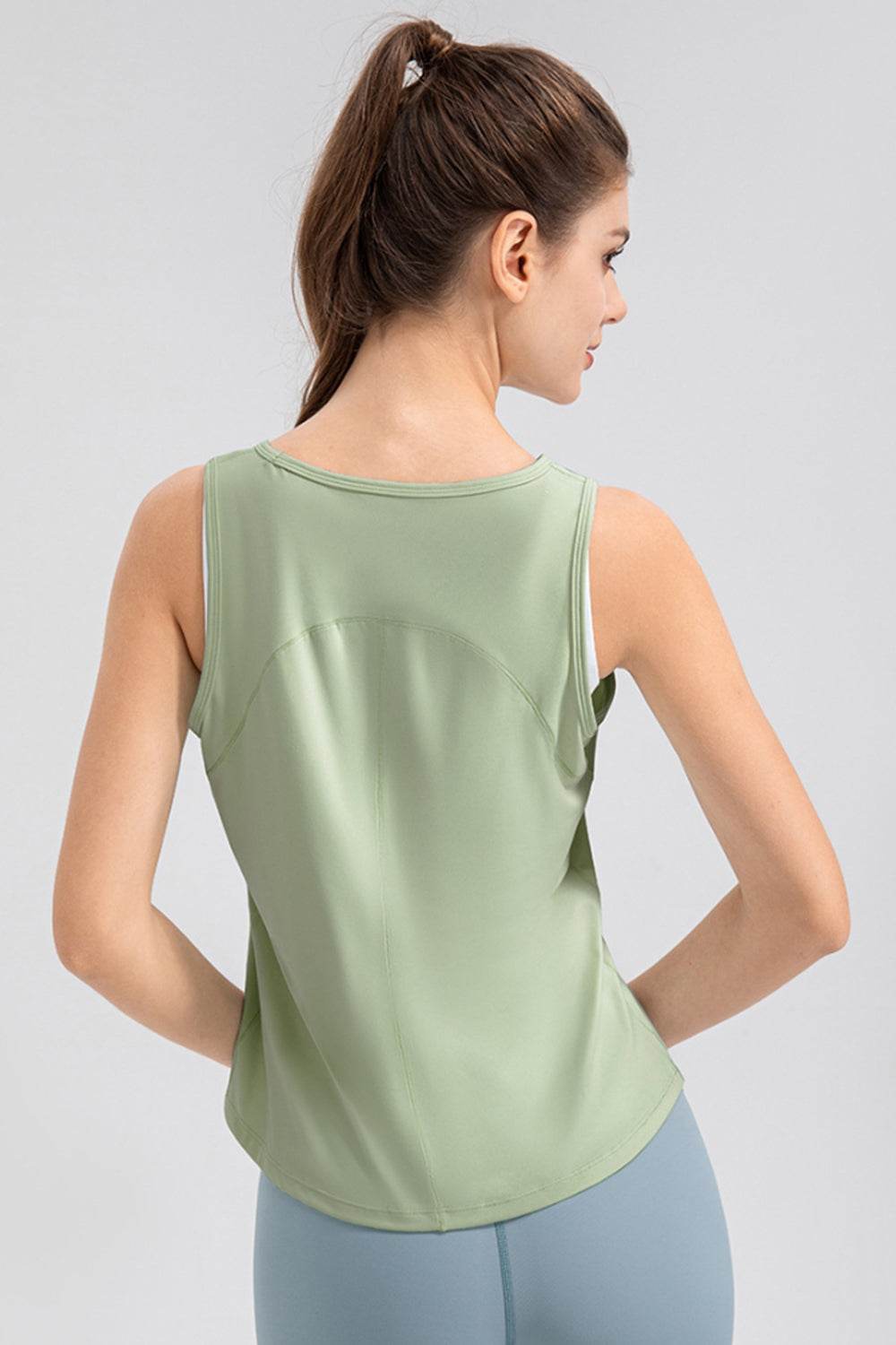 Wide Strap Round Neck Active Tank - Hovatok