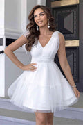 V-Neck Shoulder Detail Mesh Dress - Hovatok