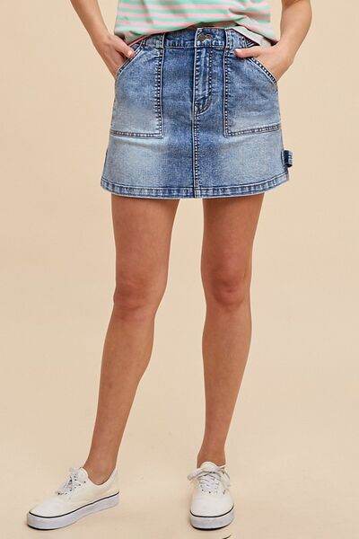 Annie Wear Cargo Denim Mini Skirt - Hovatok