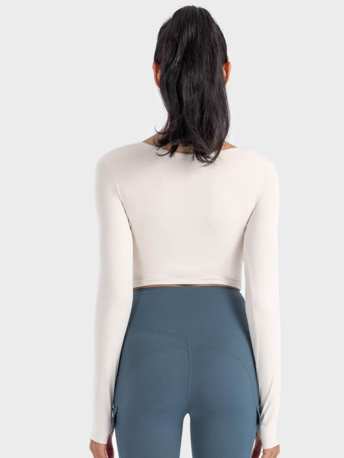 Millennia Ruched Cropped Long Sleeve Sports Top - Hovatok
