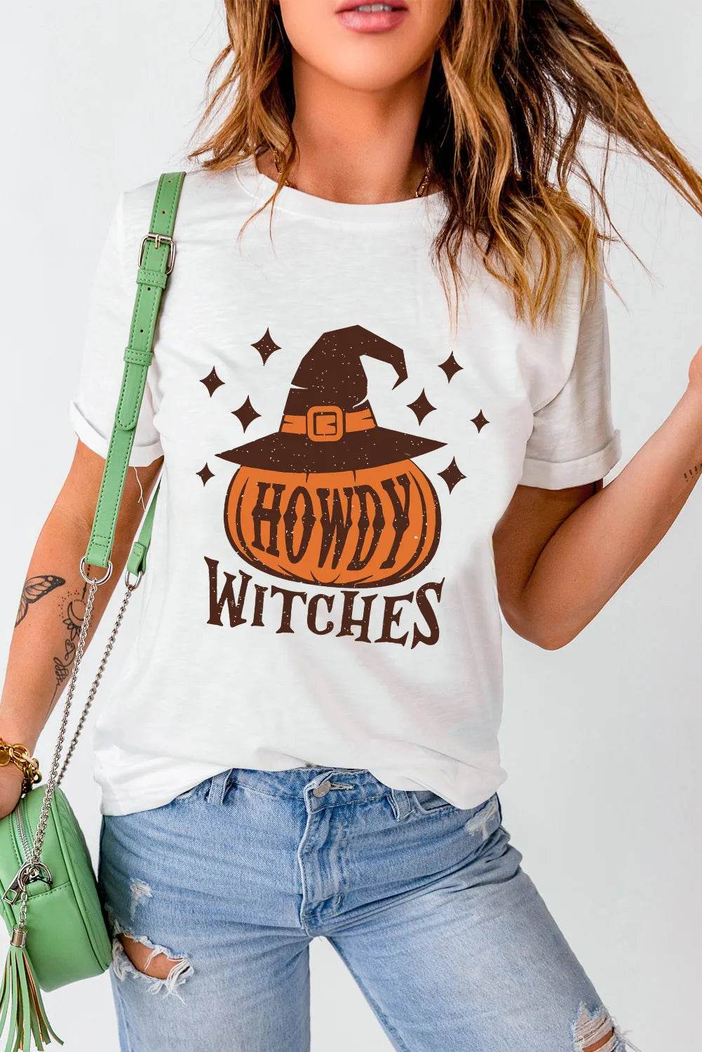 HOWDY WITCHES Round Neck Short Sleeve T-Shirt - Hovatok