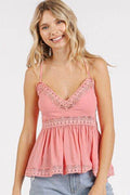 Mittoshop Crisscross Back Lace Detail V-Neck Cami - Hovatok