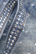 Men's Washed Rhinestone Jeans with Rhinestone Belt - Hovatok