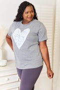Simply Love Heart Graphic Cuffed Short Sleeve T-Shirt - Hovatok