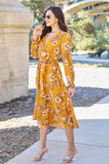 Double Take Full Size Floral Tie Back Flounce Sleeve Dress - Hovatok
