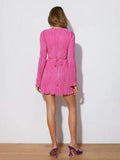 Tied Plunge Flare Sleeve Mini Dress - Hovatok