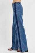 RISEN Full Size Elastic Waist Wide Leg Jeans Plus Size - Hovatok