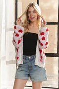ADORA Fuzzy Heart Button Down Cardigan - Hovatok