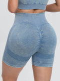 Washed High Waist Active Shorts - Hovatok