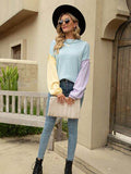 Angel Wings Color Block Dropped Shoulder Sweater - Hovatok