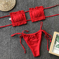 Frill Trim Ruched Bikini Set - Hovatok