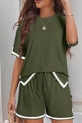 Contrast Trim Tee and Shorts Set - Hovatok