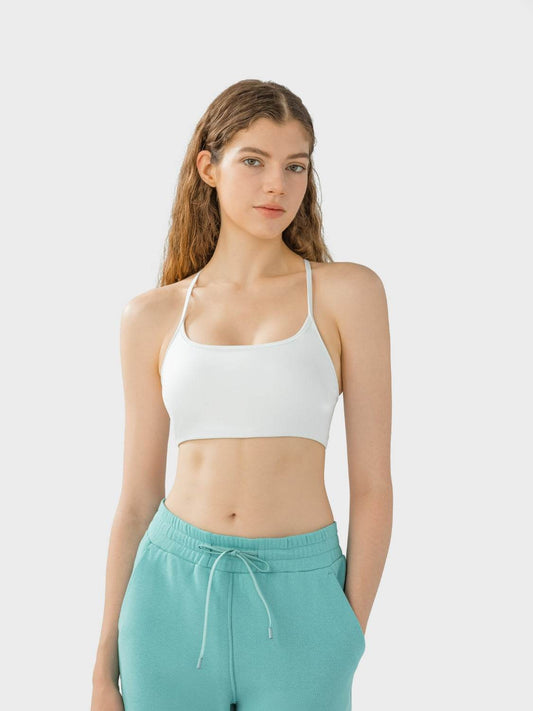 Millennia Crisscross Back Scoop Neck Active Cami with Detachable Chest Pads - Hovatok