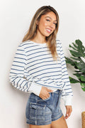 Double Take Striped Long Sleeve Round Neck Top - Hovatok