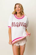 BiBi MAMA Contrast Trim Short Sleeve Sweater - Hovatok