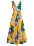 Slit Tied Printed Surplice Dress - Hovatok
