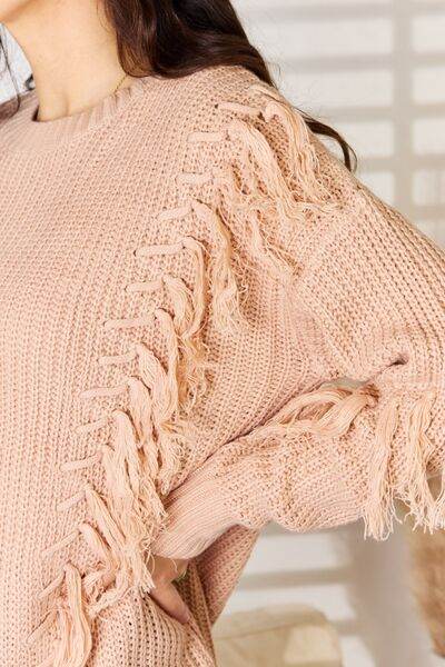 And The Why Tassel Detail Long Sleeve Sweater - Hovatok