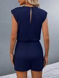 Round Neck Cap Sleeve Romper - Hovatok