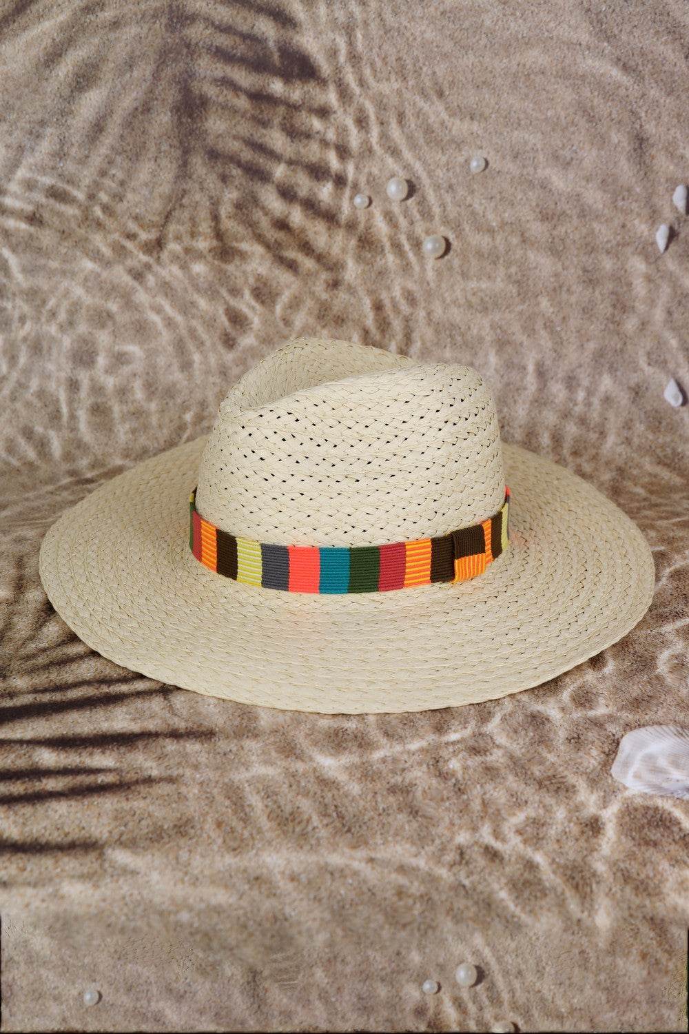 Fame Contrast Wide Brim Straw Hat - Hovatok