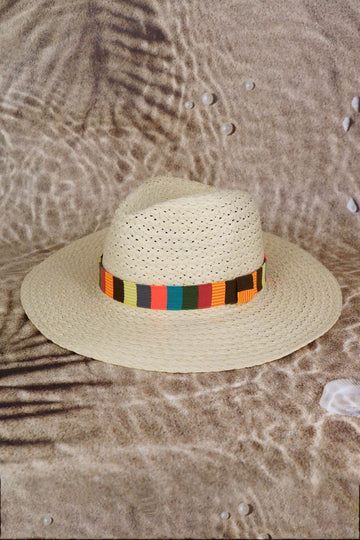 Fame Contrast Wide Brim Straw Hat - Hovatok