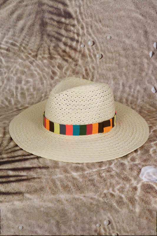 Fame Contrast Wide Brim Straw Hat - Hovatok