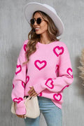 Angel Wings Heart Round Neck Dropped Shoulder Long Sleeve Sweater - Hovatok